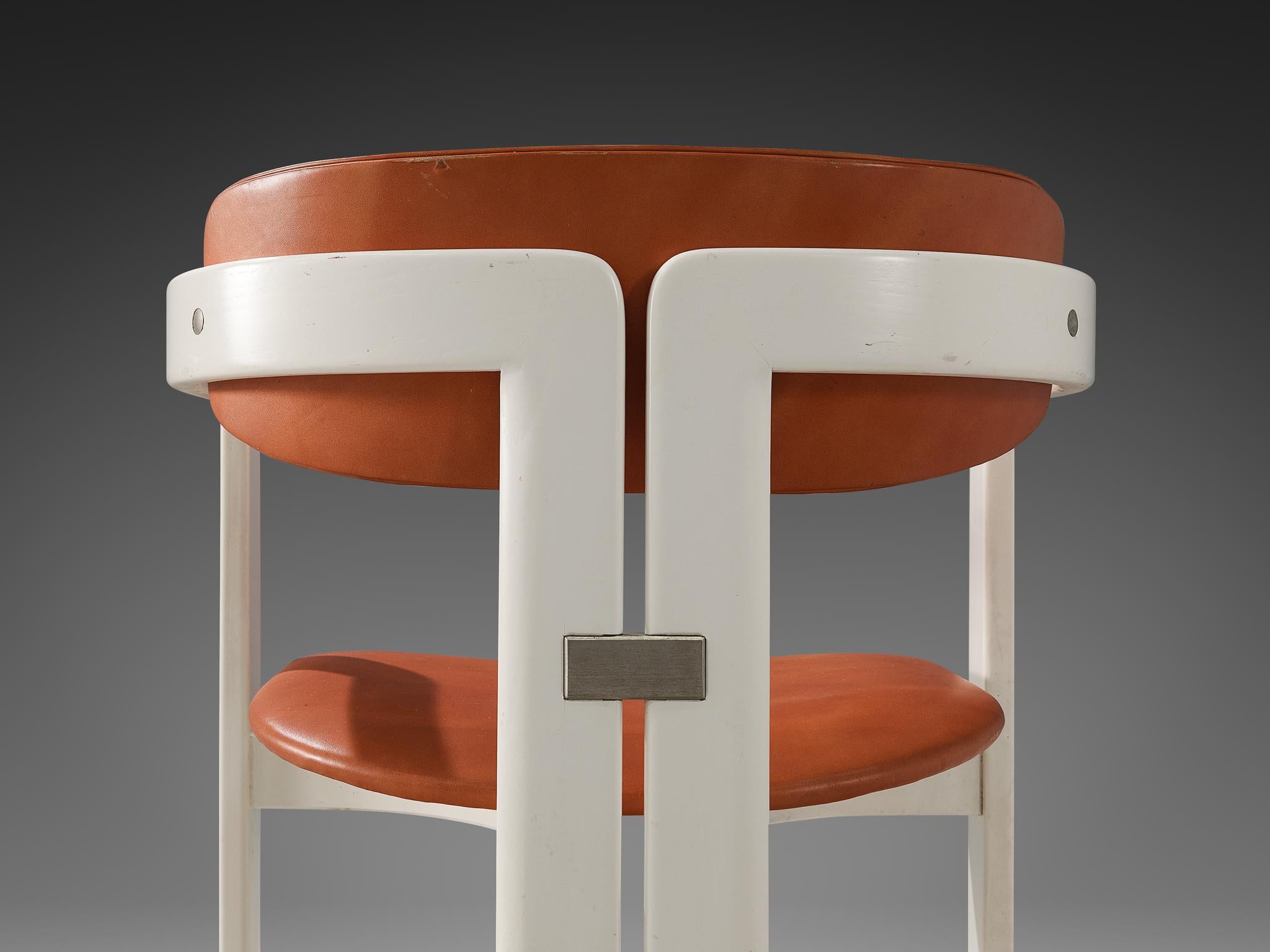 Italian Augusto Savini for Pozzi 'Pamplona' Dining Chair in Ash and Red Leather