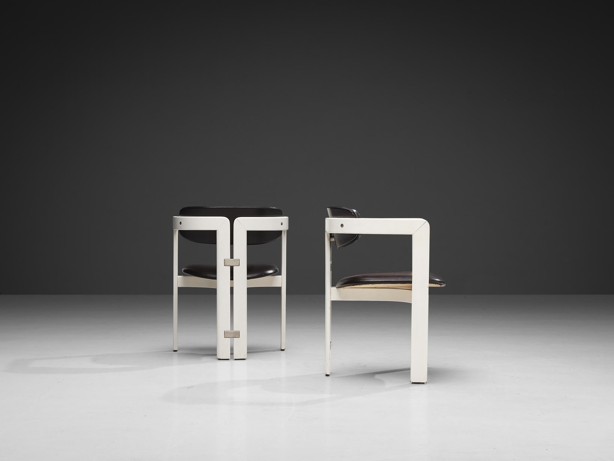 Augusto Savini für Pozzi: Esszimmerstühle „Pamplona“ aus Eschenholz  (Kunstleder) im Angebot