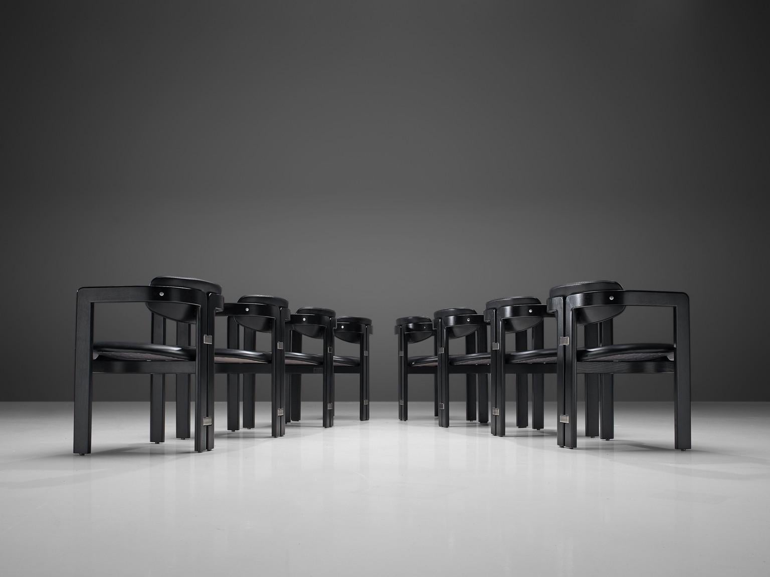 Chaises de salle à mangeramplona en cuir Augusto Savini pour Pozzi  Bon état à Waalwijk, NL