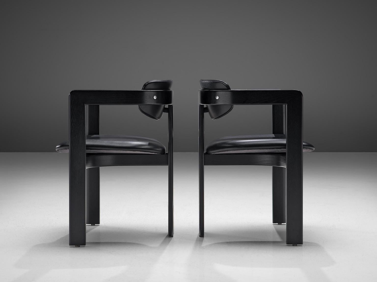 Aluminum Augusto Savini for Pozzi 'Pamplona' Dining Chairs in Leather 