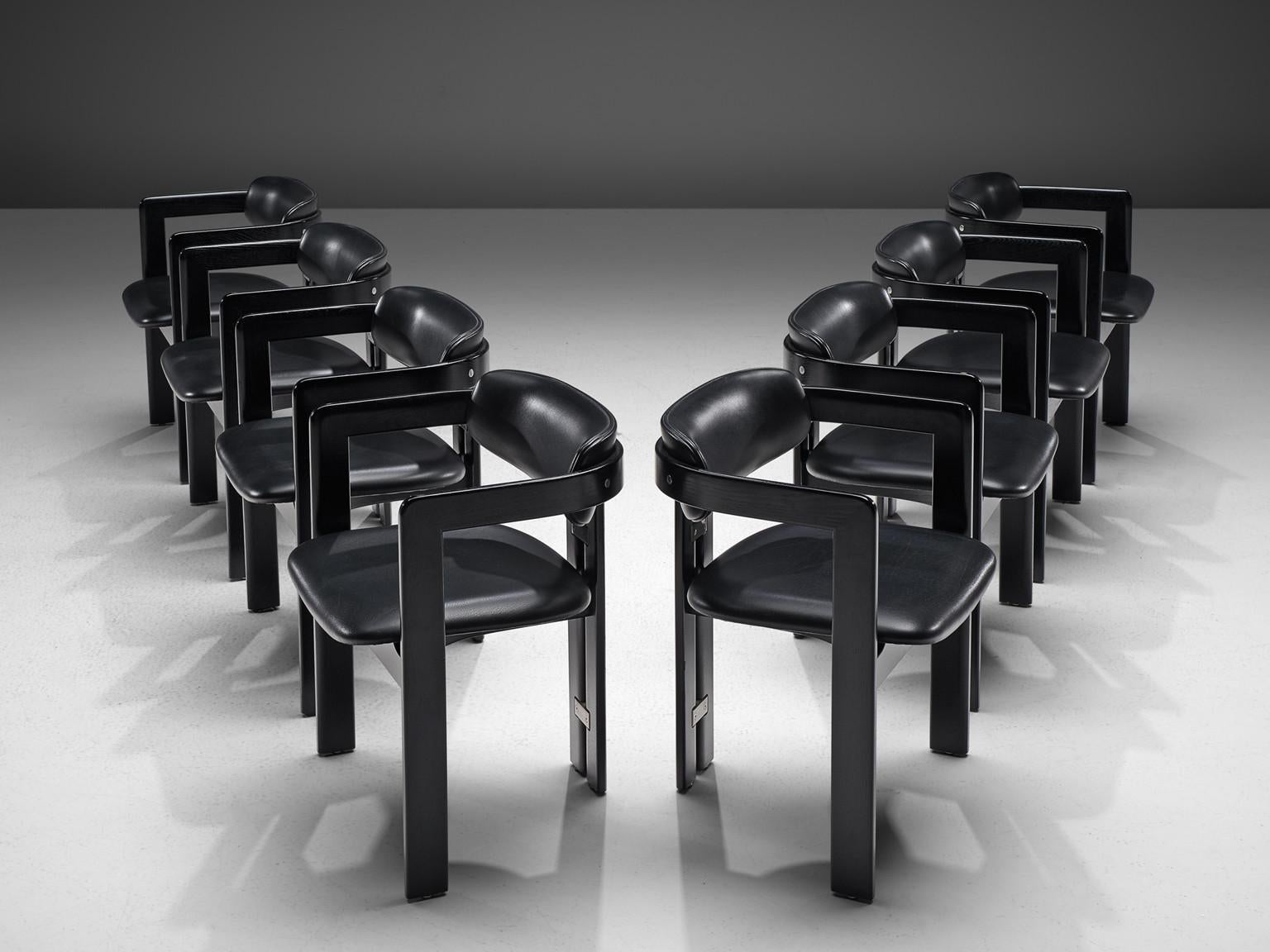 Augusto Savini for Pozzi 'Pamplona' Dining Chairs in Leather  2
