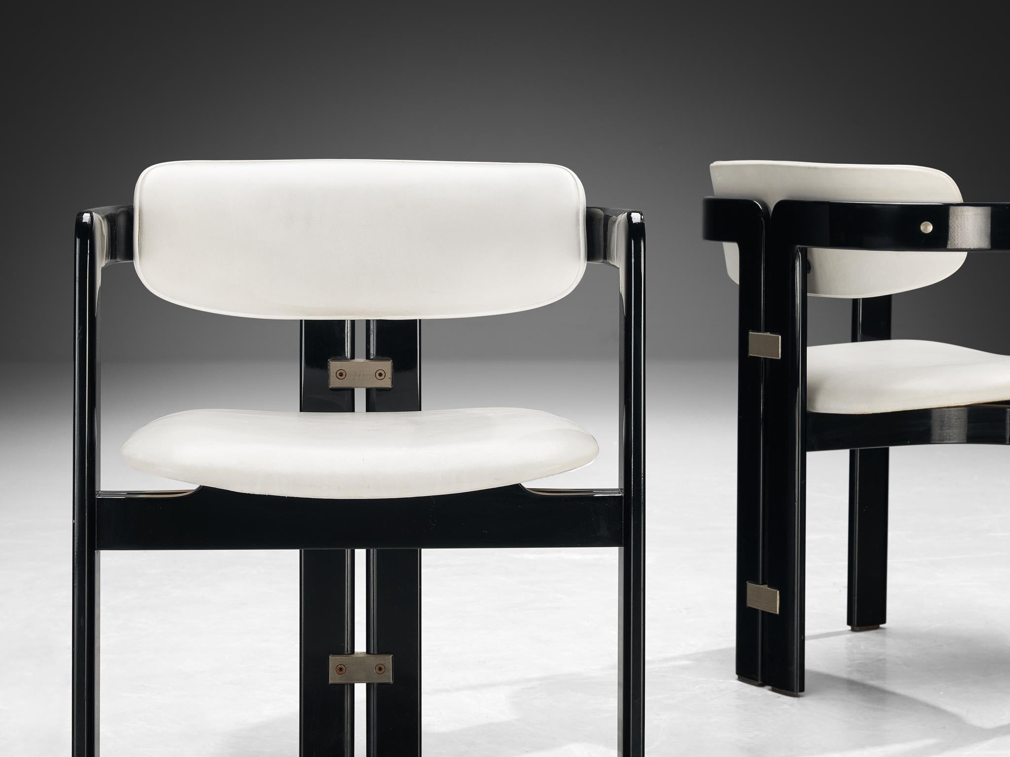 Mid-Century Modern Augusto Savini for Pozzi 'Pamplona' Dining Chairs in White Upholstery