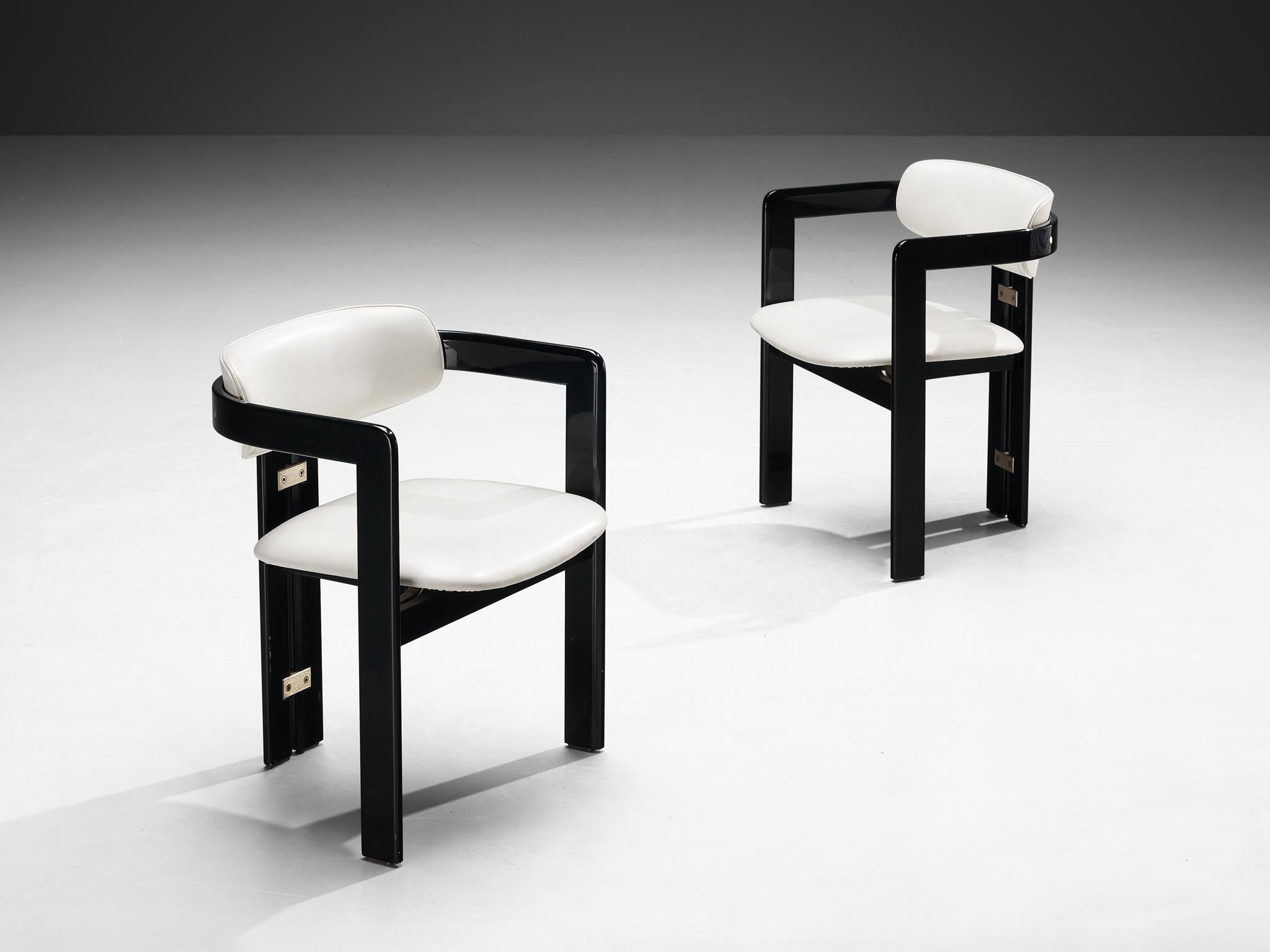 Italian Augusto Savini for Pozzi 'Pamplona' Dining Chairs in White Upholstery