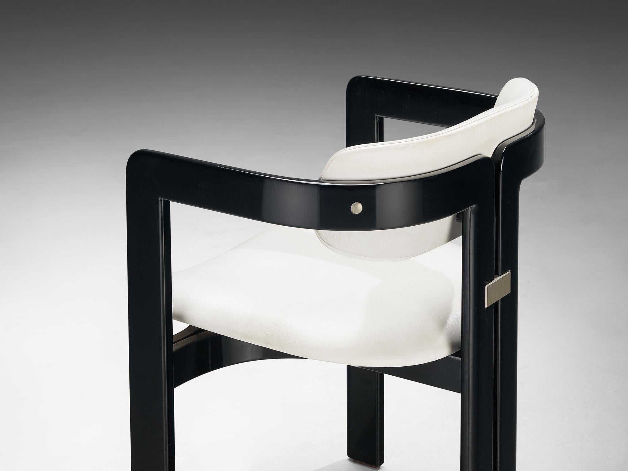 Augusto Savini for Pozzi 'Pamplona' Dining Chairs in White Upholstery In Good Condition In Waalwijk, NL