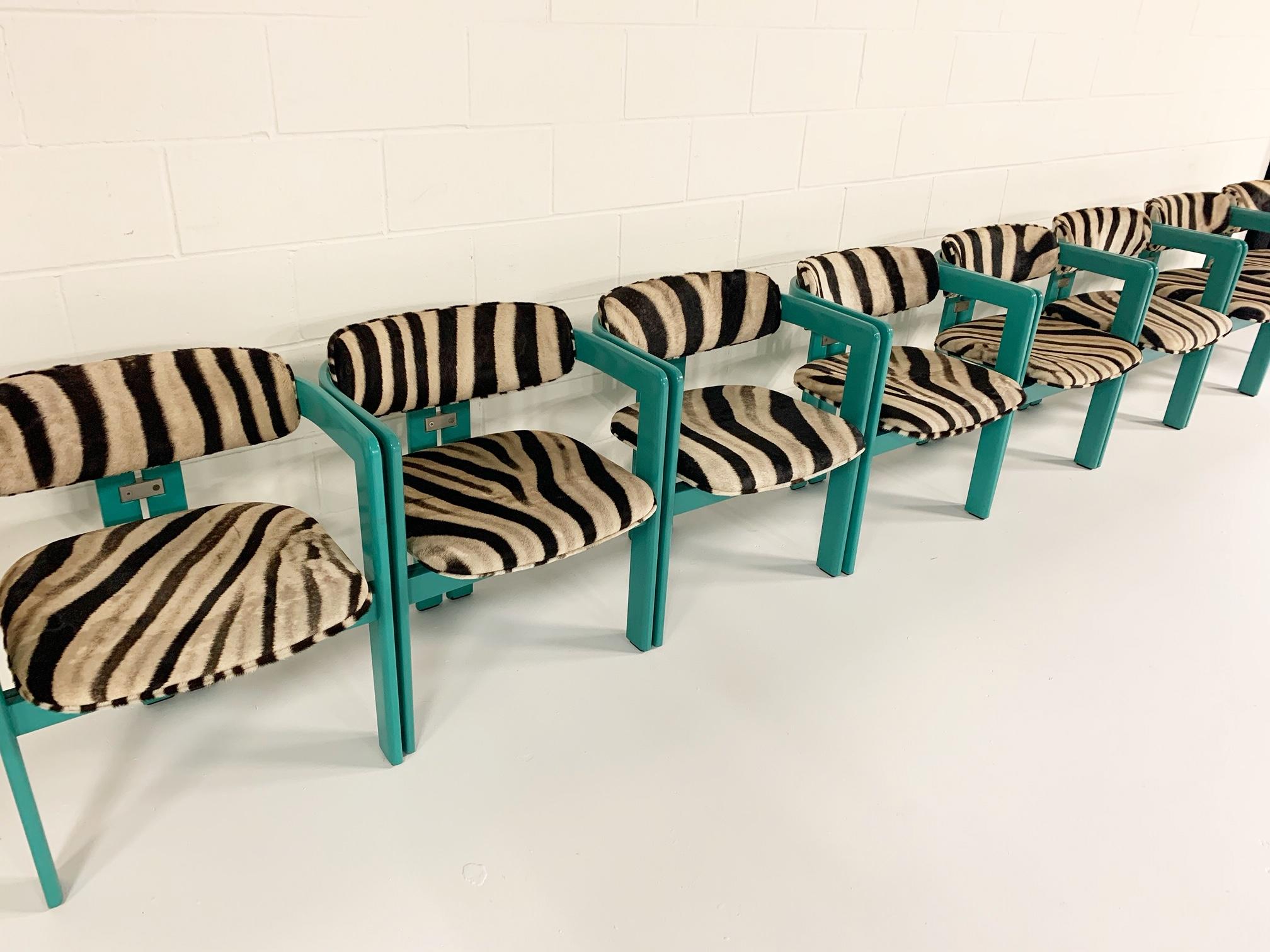 Augusto Savini for Pozzi 'Pamplona' Dining Chairs in Zebra, Set of 8 In Good Condition In SAINT LOUIS, MO