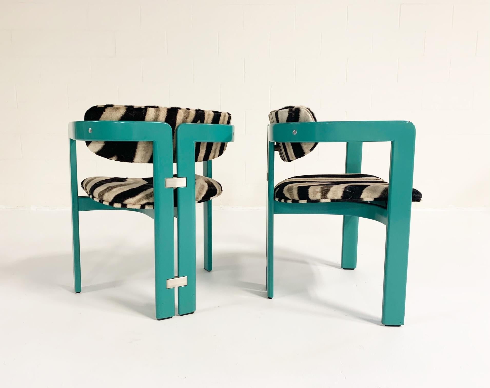 Mid-20th Century Augusto Savini for Pozzi 'Pamplona' Dining Chairs in Zebra, Set of 8
