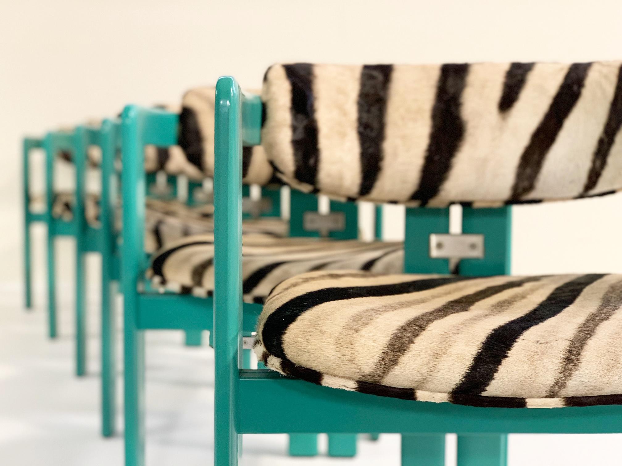 Augusto Savini for Pozzi 'Pamplona' Dining Chairs in Zebra, Set of 8 1