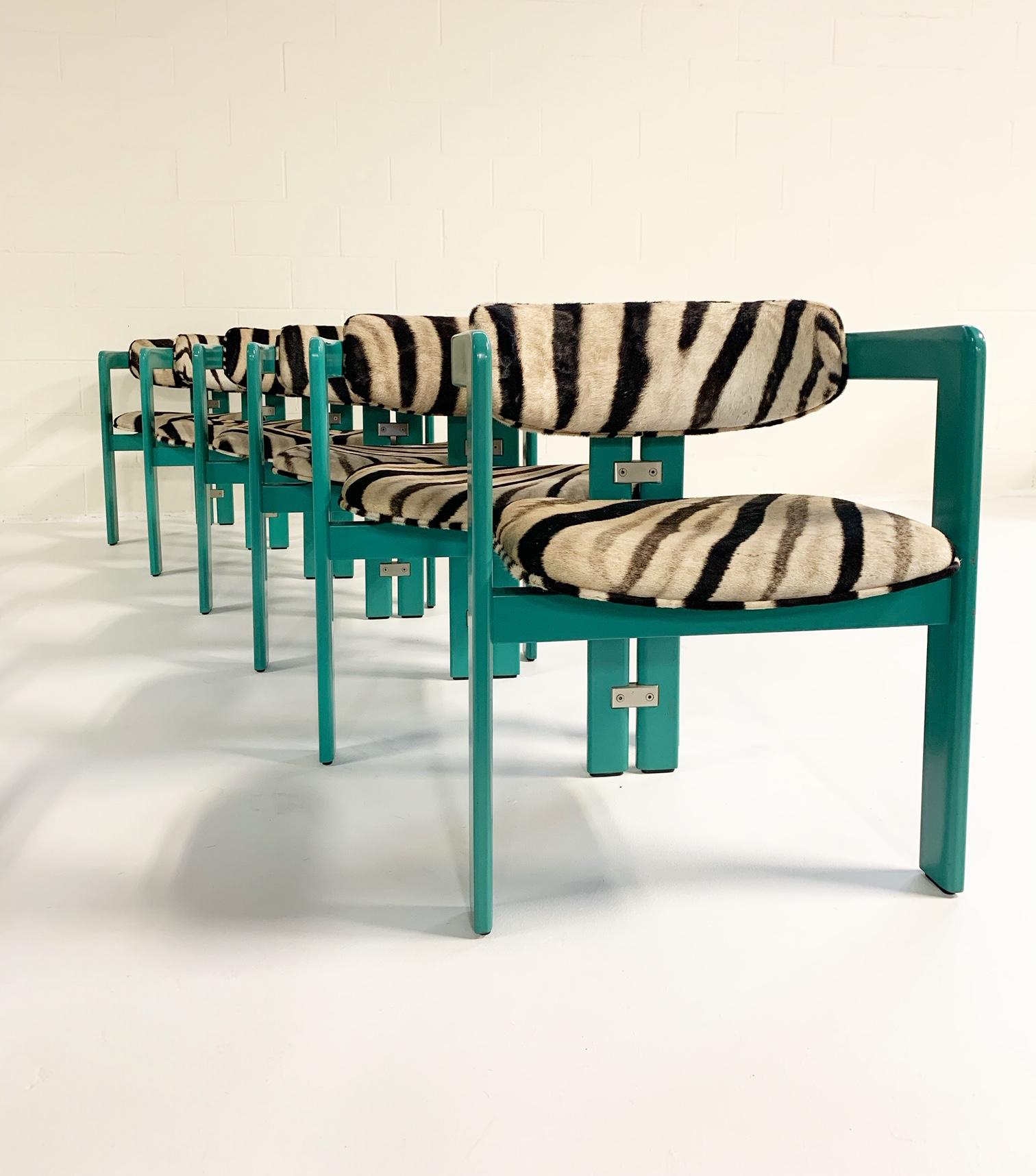 Augusto Savini for Pozzi 'Pamplona' Dining Chairs in Zebra, Set of 8 2
