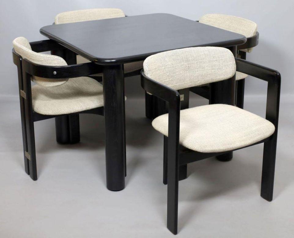 Augusto Savini for Pozzi Set of Four Pamplona Dining Chairs and Table In Good Condition In Lège Cap Ferret, FR