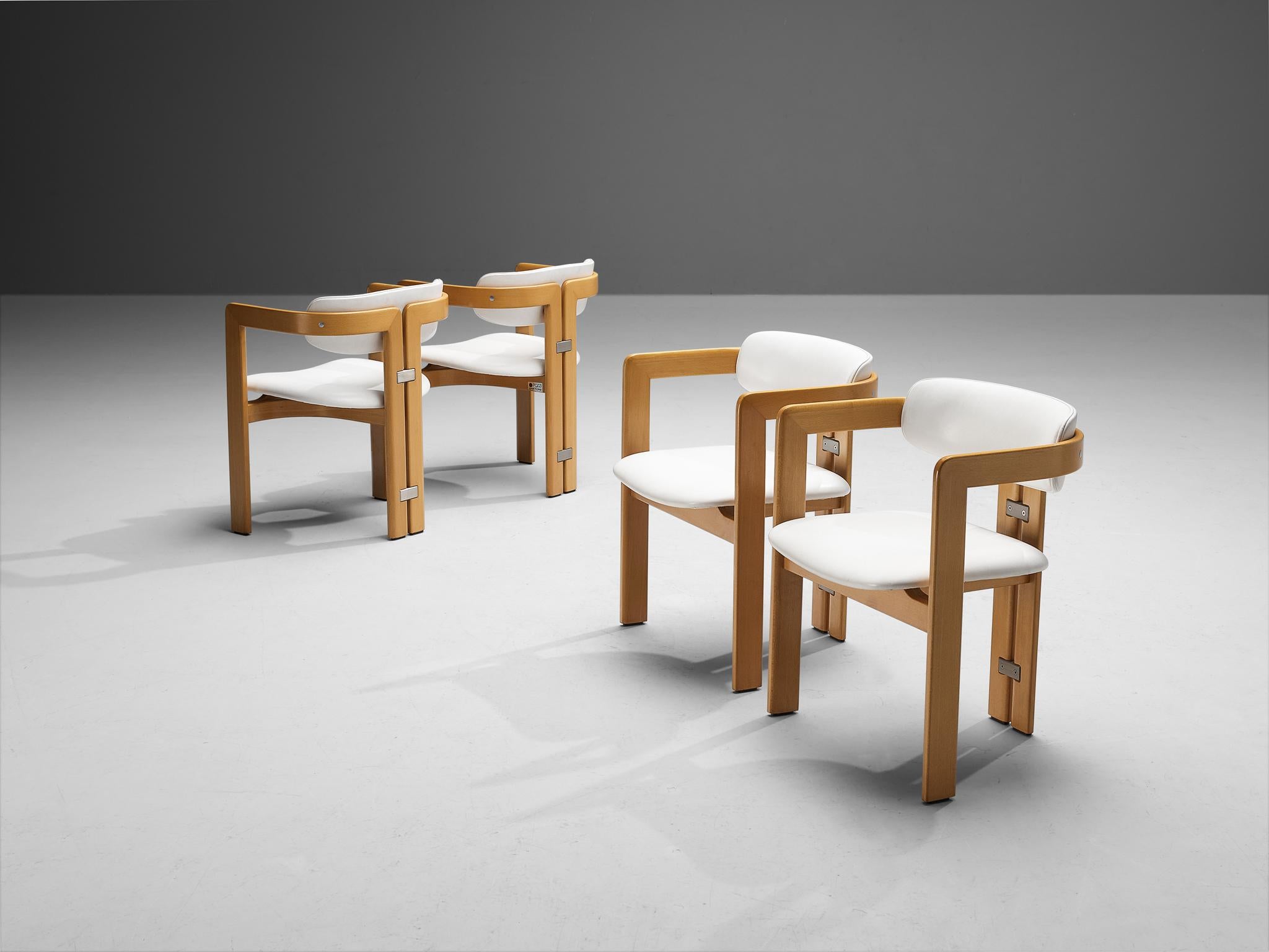Leather Augusto Savini for Pozzi Set of Four 'Pamplona' Dining Chairs