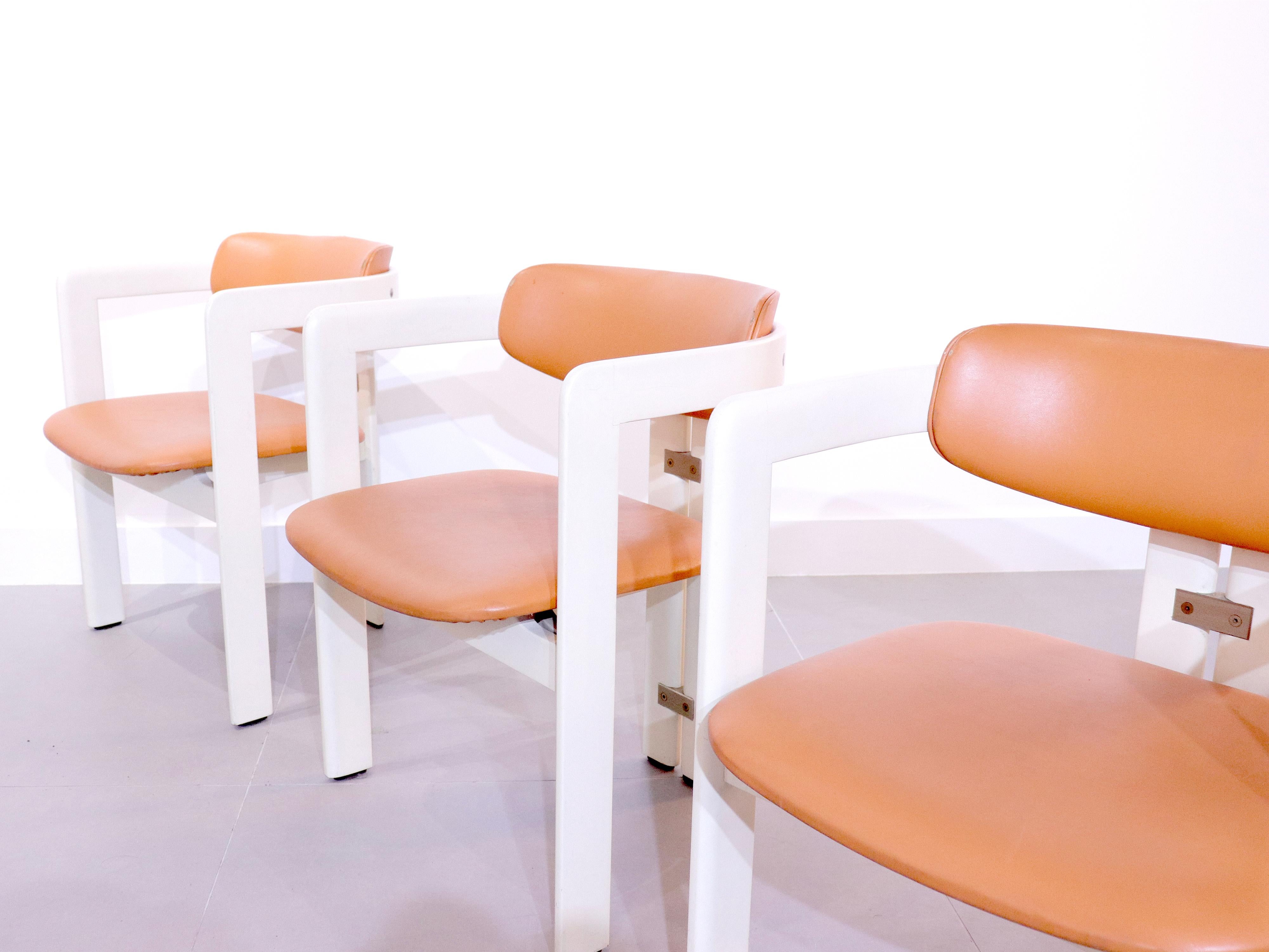 Mid-Century Modern Ensemble de six chaises de salle à manger «amplona » d'Augusto Savini pour Pozzi, années 1960 en vente