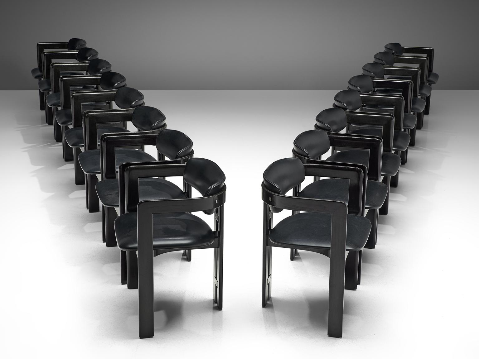 Mid-Century Modern Augusto Savini Large Set of Sixteen 'Pamplona' Chairs in Black