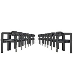 Augusto Savini Large Set of Sixteen 'Pamplona' Chairs in Black