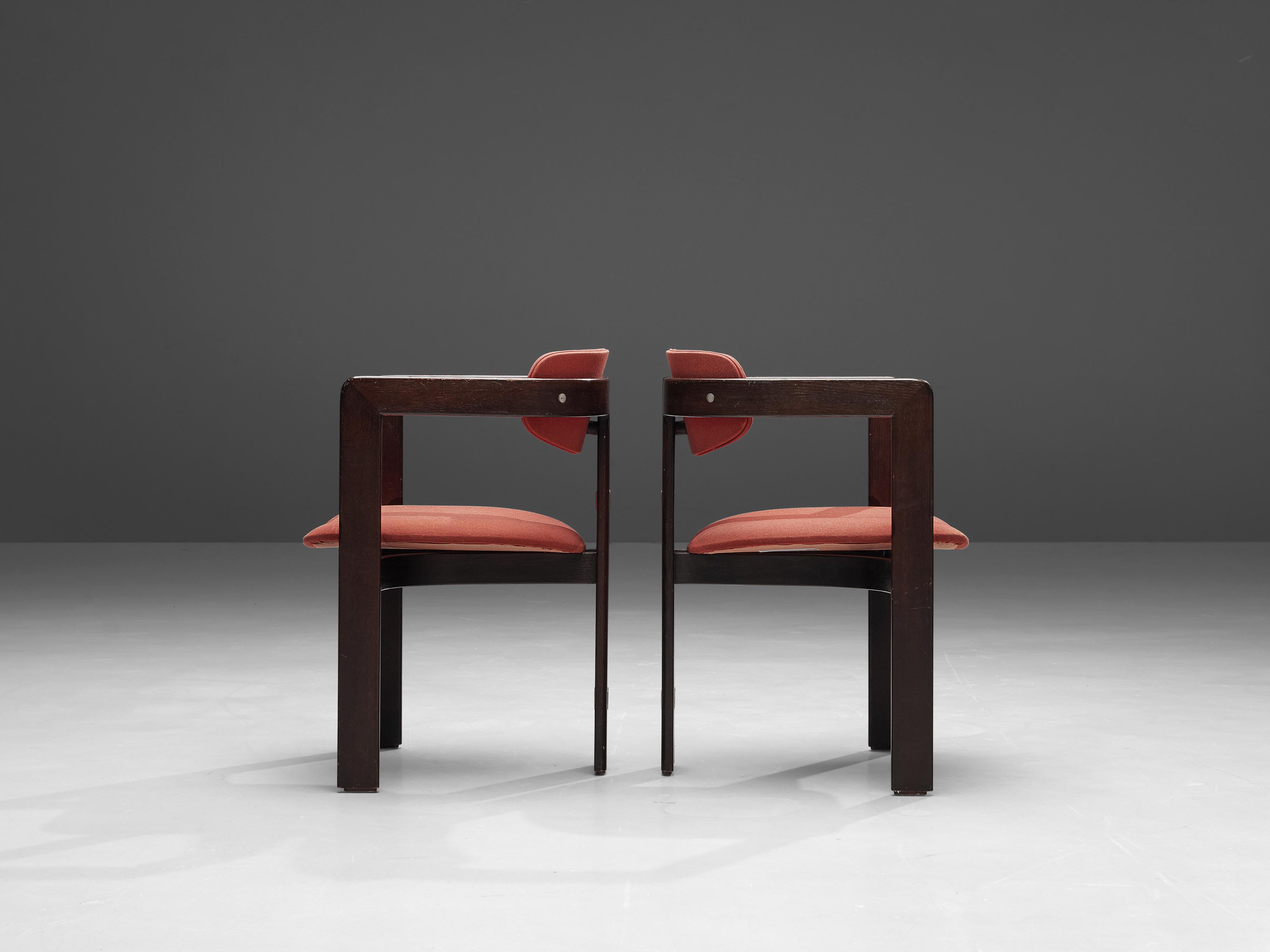 Mid-Century Modern Augusto Savini Pair of 'Pamplona' Dining Chairs in Red Upholstery