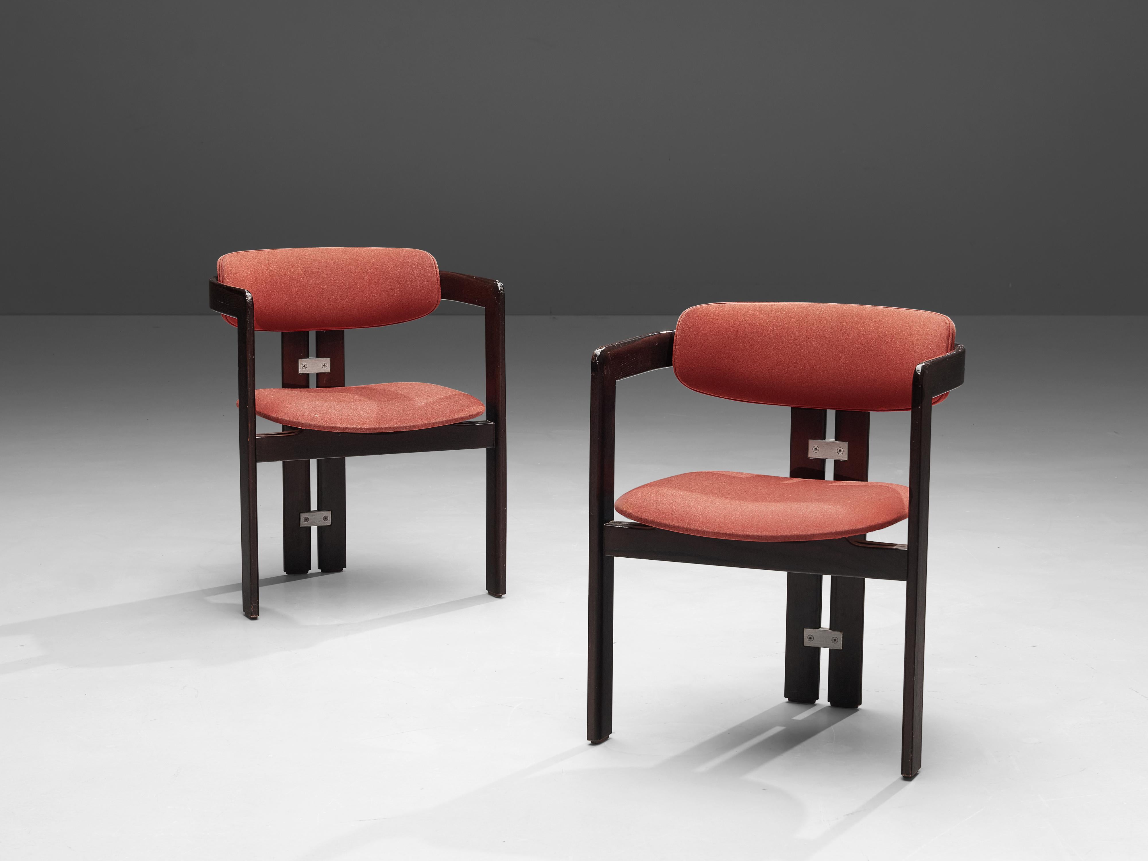 Augusto Savini Pair of 'Pamplona' Dining Chairs in Red Upholstery In Good Condition In Waalwijk, NL