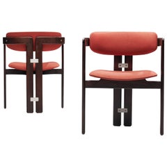 Augusto Savini Pair of 'Pamplona' Dining Chairs in Red Upholstery