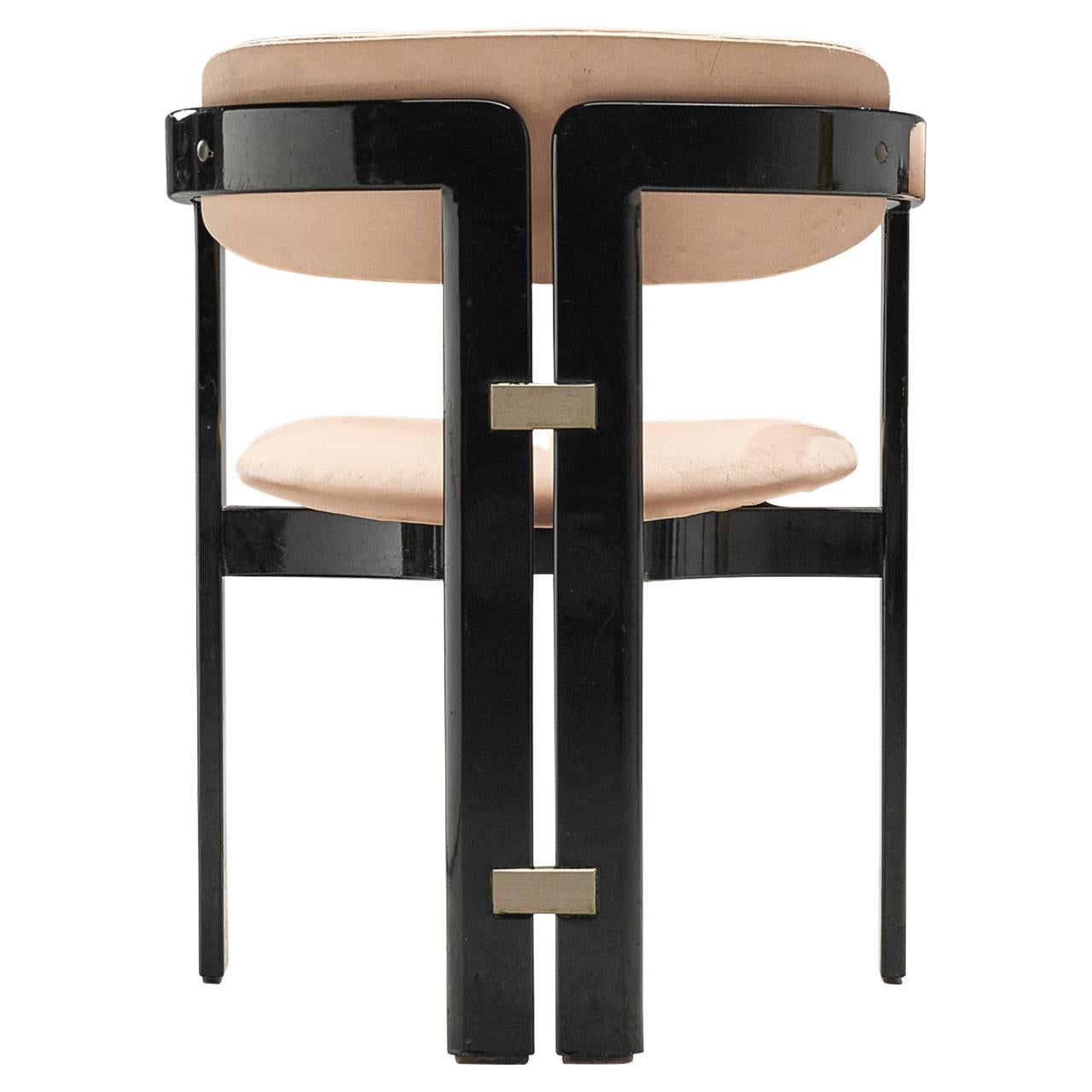 Augusto Savini "Pamplona" Armchair in Ebonized Ash and Pink Upholstery For Sale