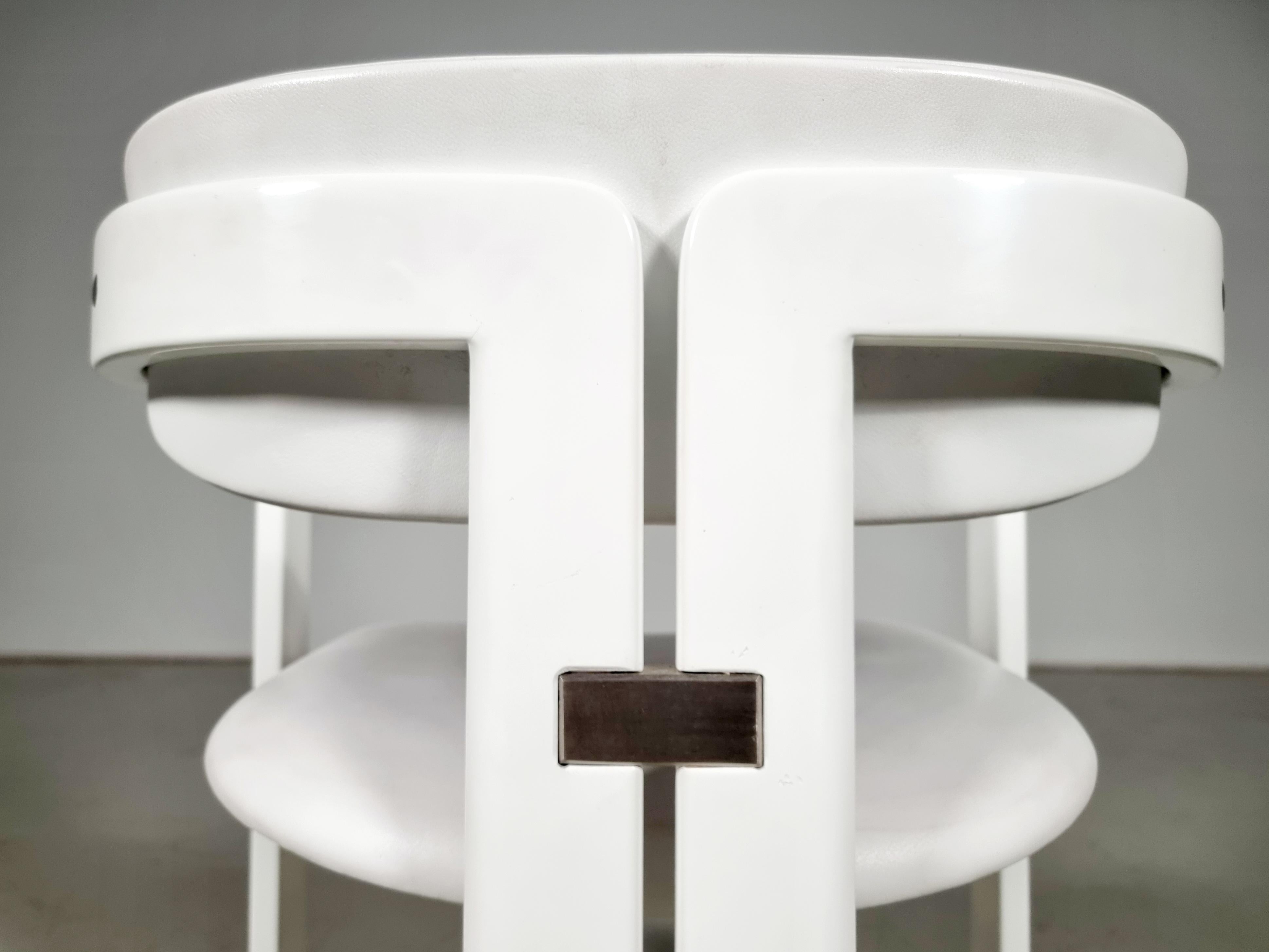 Augusto Savini 'Pamplona' Stuhl, weißes Leder und weiß lackiertes Holz, Pozzi im Angebot 3