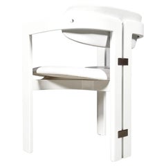 Augusto Savini 'Pamplona' chair, white leather and white lacquered wood, Pozzi