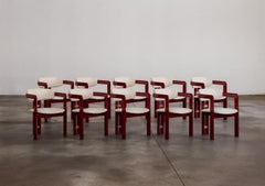 Augusto Savini “Pamplona” Chairs for Pozzi, Cherry Red, 1965, Set of 10