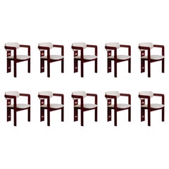 Augusto Savini “Pamplona” Chairs for Pozzi, Cherry Red, 1965, Set of 10