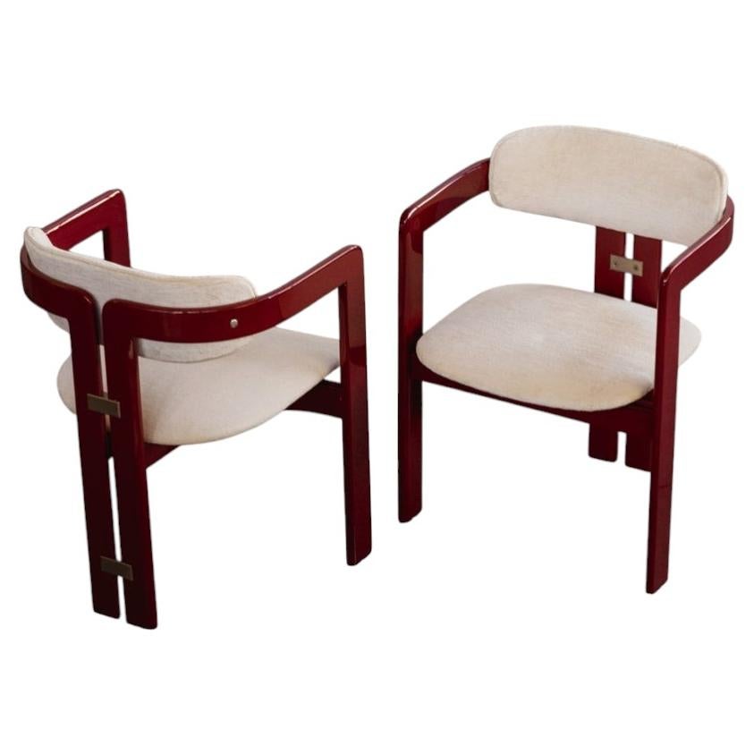 Augusto Savini Sillas "Pamplona" para Pozzi, Rojo cereza, 1965, set de 2 en venta