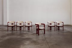 Augusto Savini Sillas "Pamplona" para Pozzi, Rojo cereza, 1965, set de 6