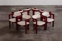 Augusto Savini Sillas "Pamplona" para Pozzi, Rojo cereza, 1965, lote de 8