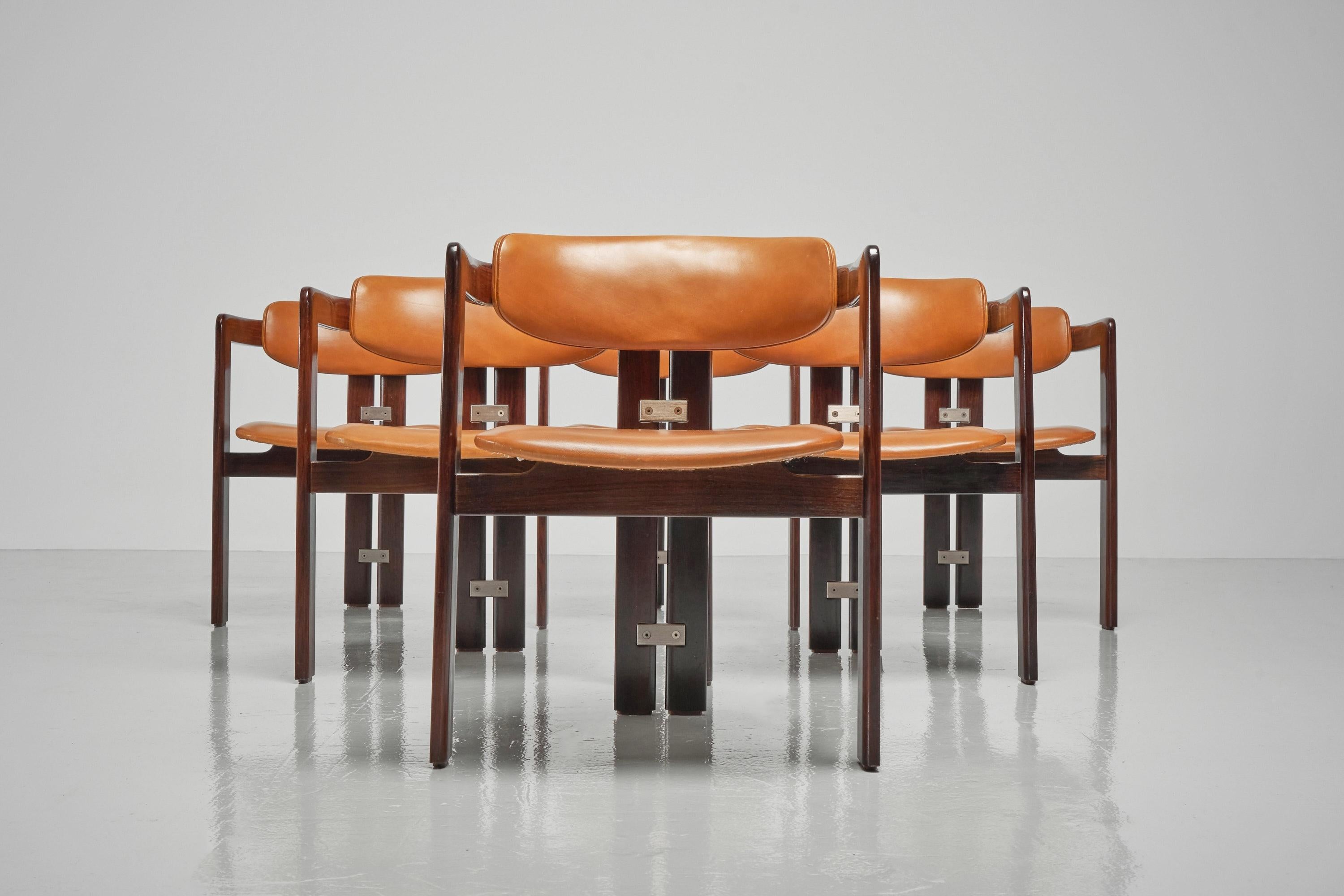 Mid-Century Modern Ensemble de 6 chaises Pamplona d'Augusto Savini pour Pozzi, Italie 1965 en vente