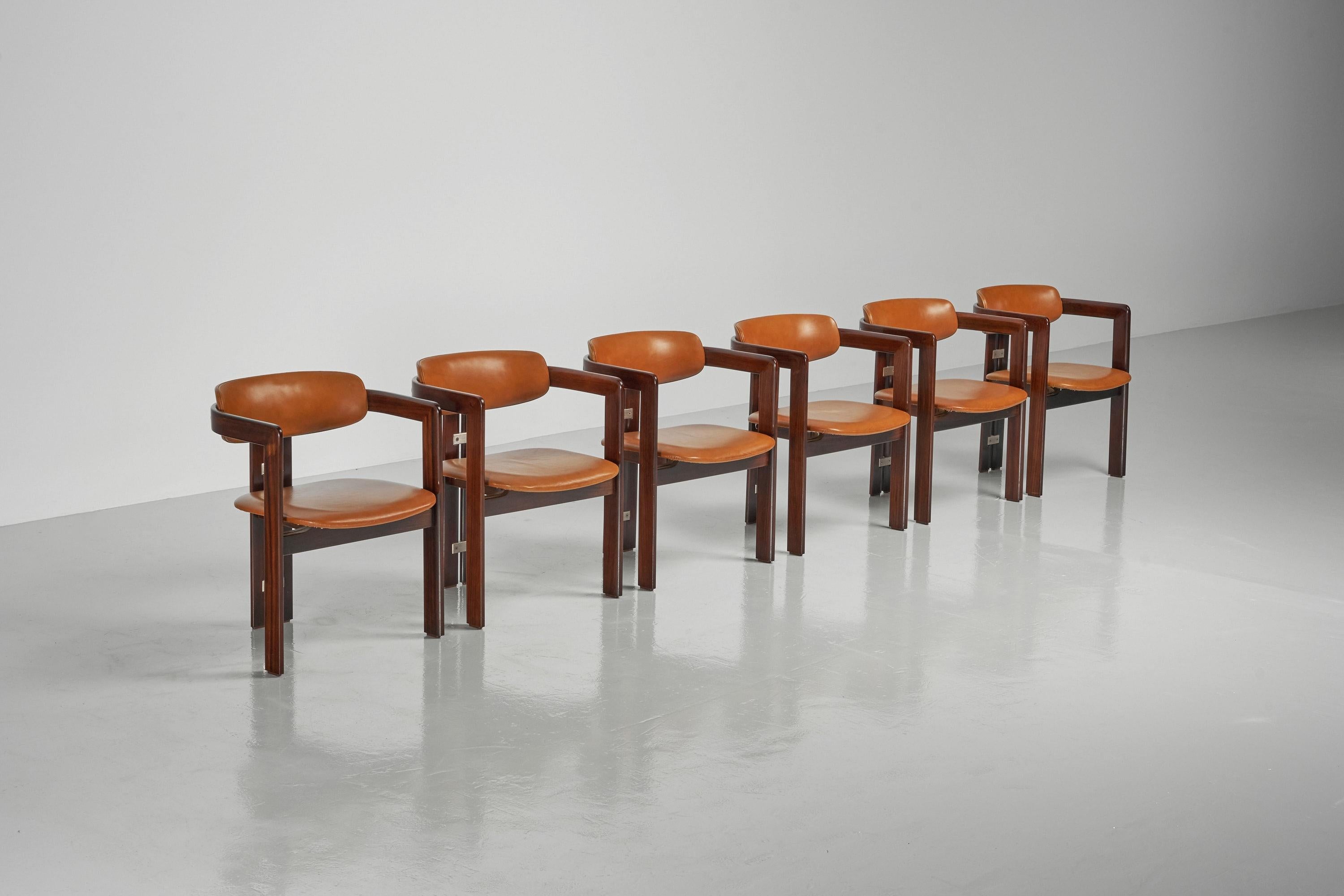 Metal Augusto Savini Pamplona Chairs Set of 6 Pozzi Italy, 1965 For Sale