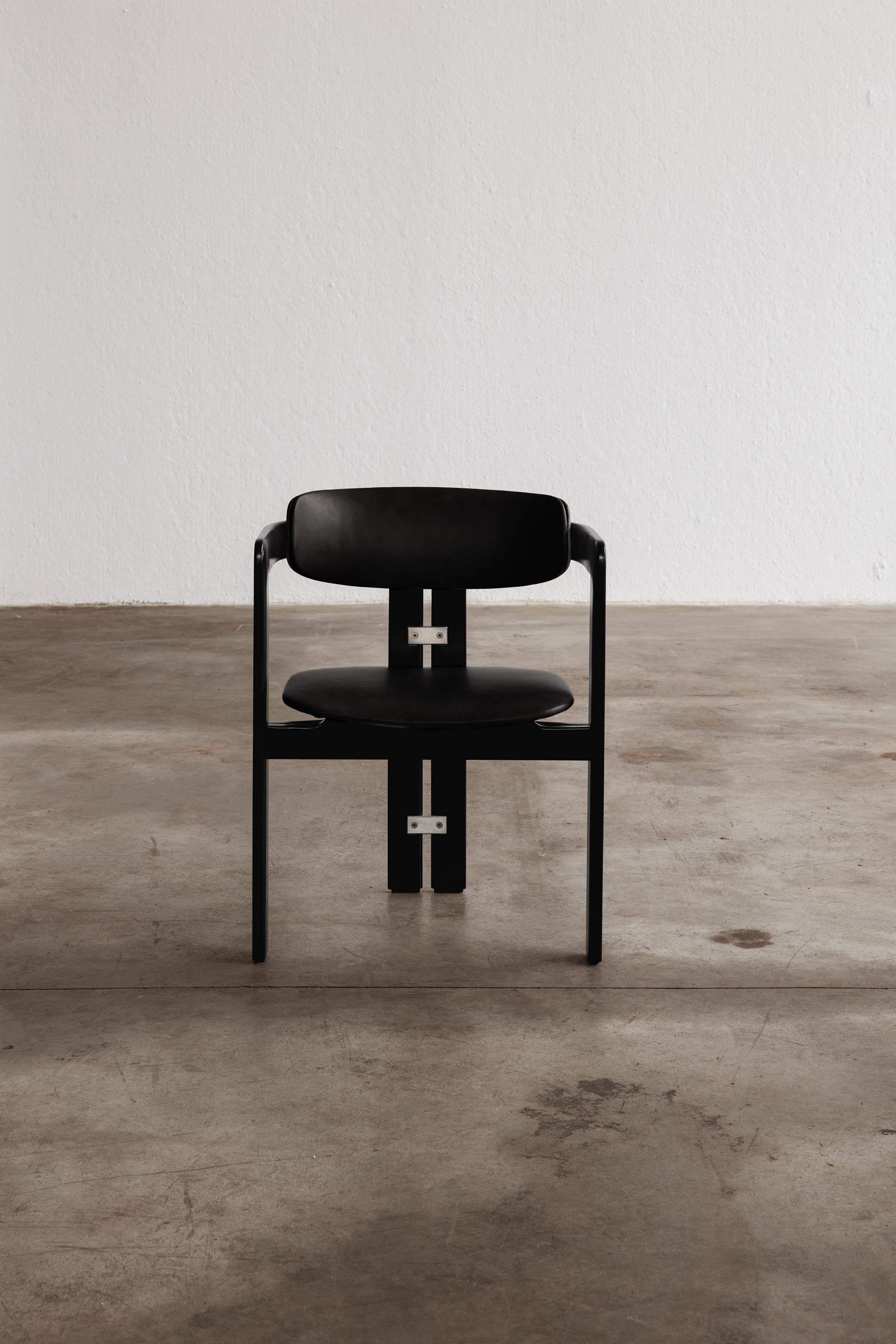 Leather Augusto Savini “Pamplona” Dining Chair for Pozzi, 1965 For Sale
