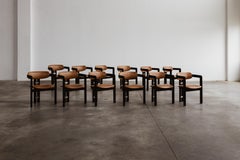 Augusto Savini “Pamplona” Chairs for Pozzi, Cognac Leather, 1965, Set of 12