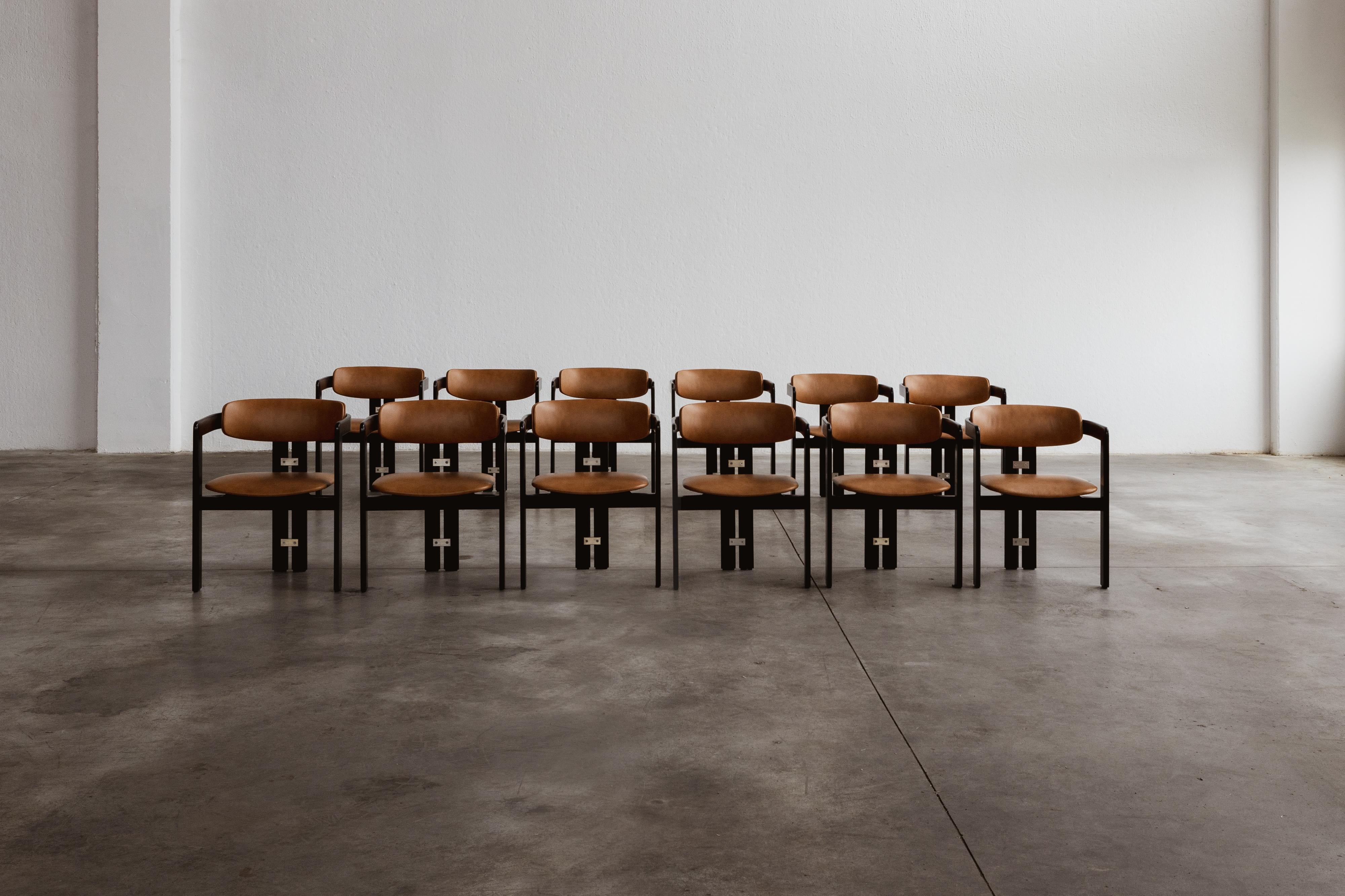 Italian Augusto Savini “Pamplona” Dining Chairs for Pozzi, 1965, Set of 12 For Sale