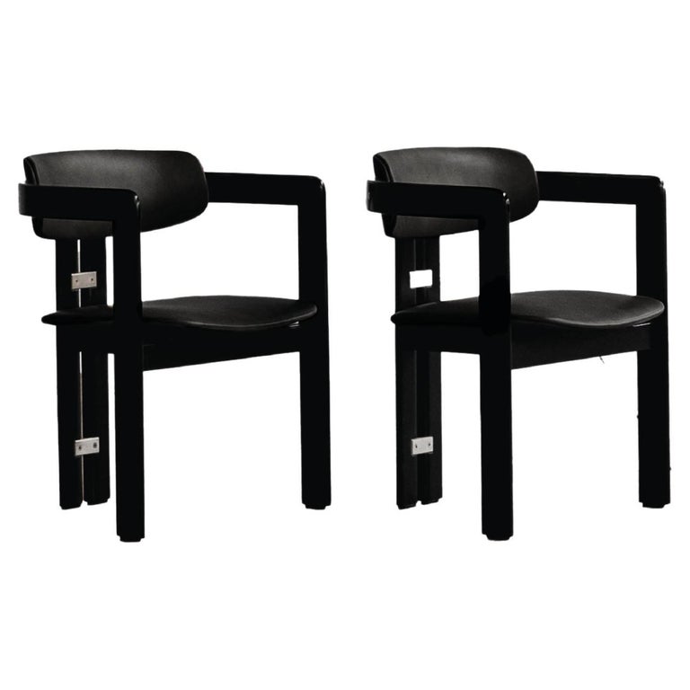 Augusto Savini “Pamplona” Dining Chairs for Pozzi, Total Black