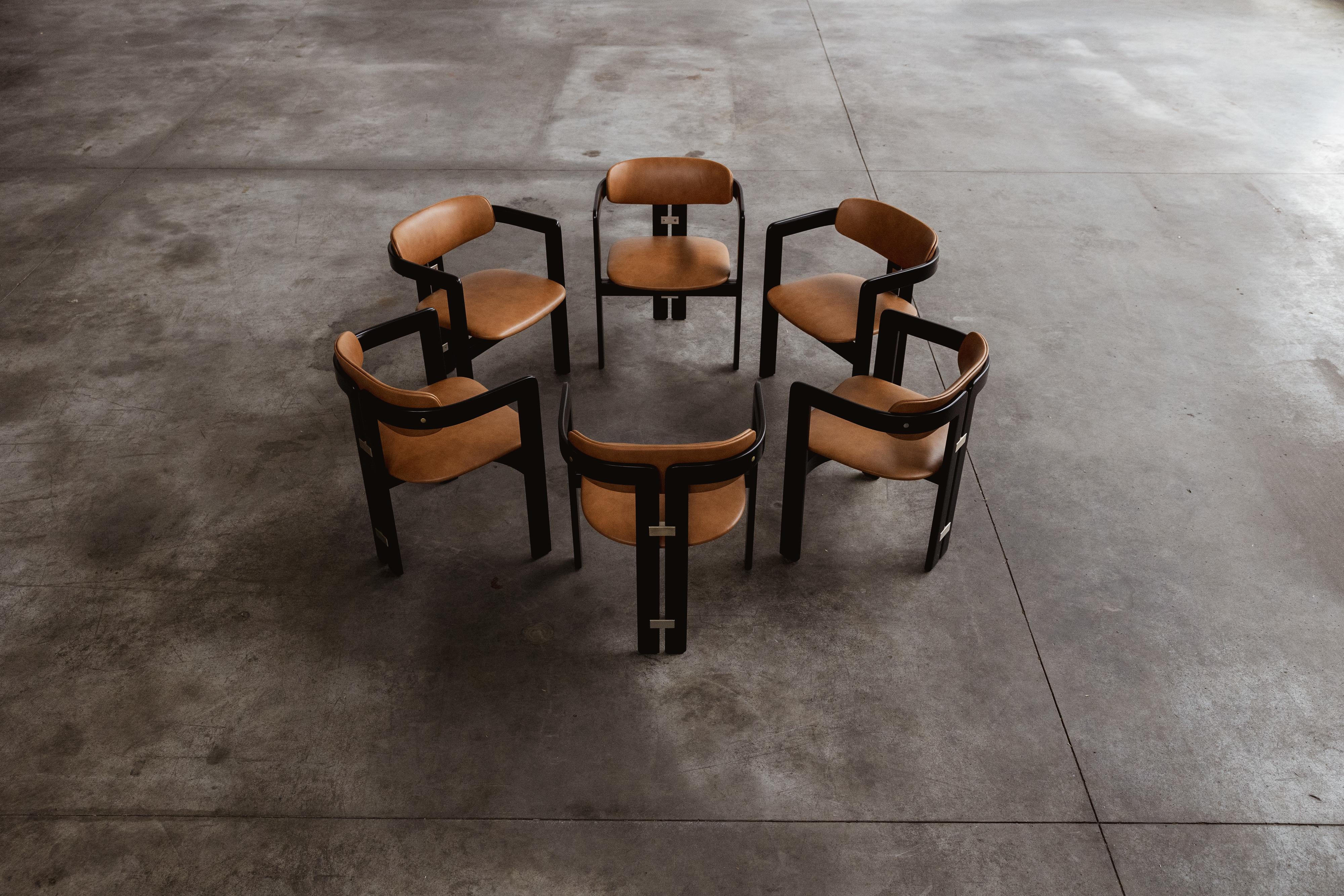 Mid-20th Century Augusto Savini “Pamplona” Dining Chairs for Pozzi, 1965, Set of 6 For Sale