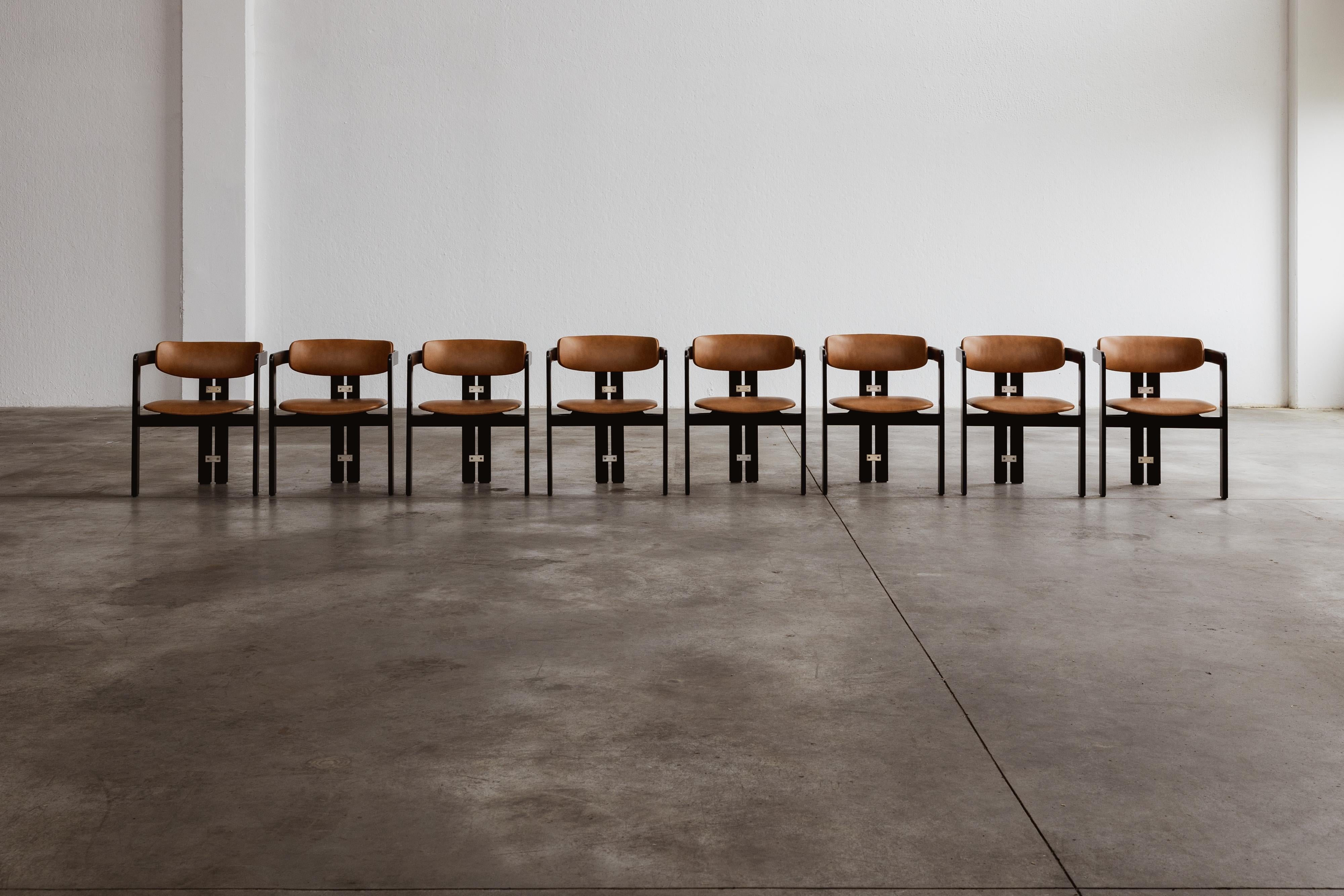 Augusto Savini “Pamplona” Dining Chairs for Pozzi, 1965, Set of 8 In Good Condition For Sale In Lonigo, Veneto