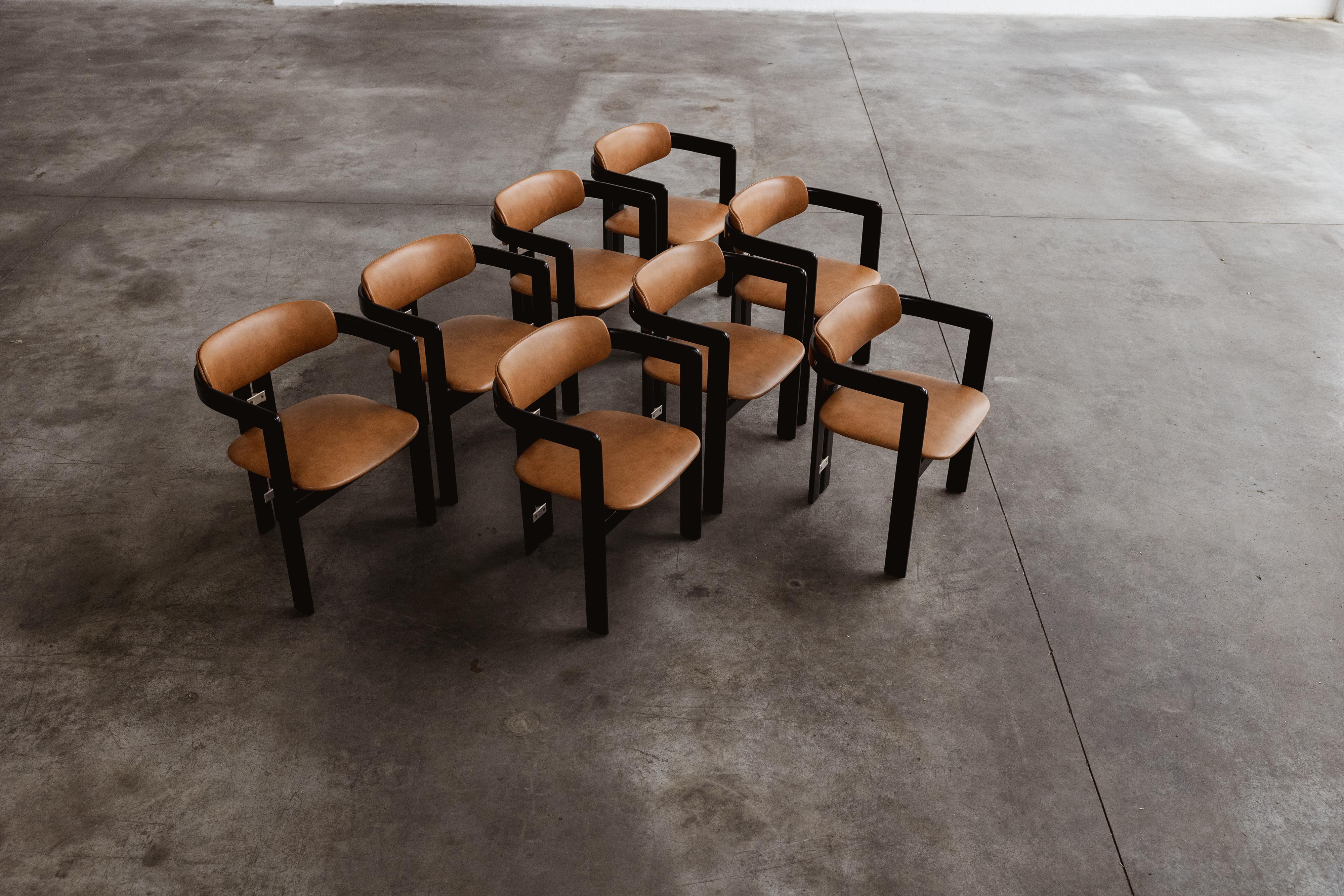Augusto Savini Pamplona Esszimmerstühle für Pozzi, 1965, 8er-Set, Set (Mitte des 20. Jahrhunderts) im Angebot
