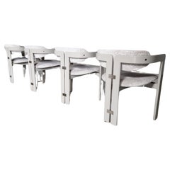 Augusto Savini 'Pamplona' Dining Chairs, boucle and grey lacquered wood, Pozzi