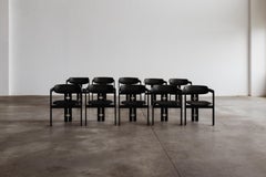 Augusto Savini “Pamplona” Dining Chairs for Pozzi, Total Black, 1965, Set of 10