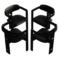 Augusto Savini Sillas de comedor "Pamplona" para Pozzi, Negro total, 1965, Juego de 4