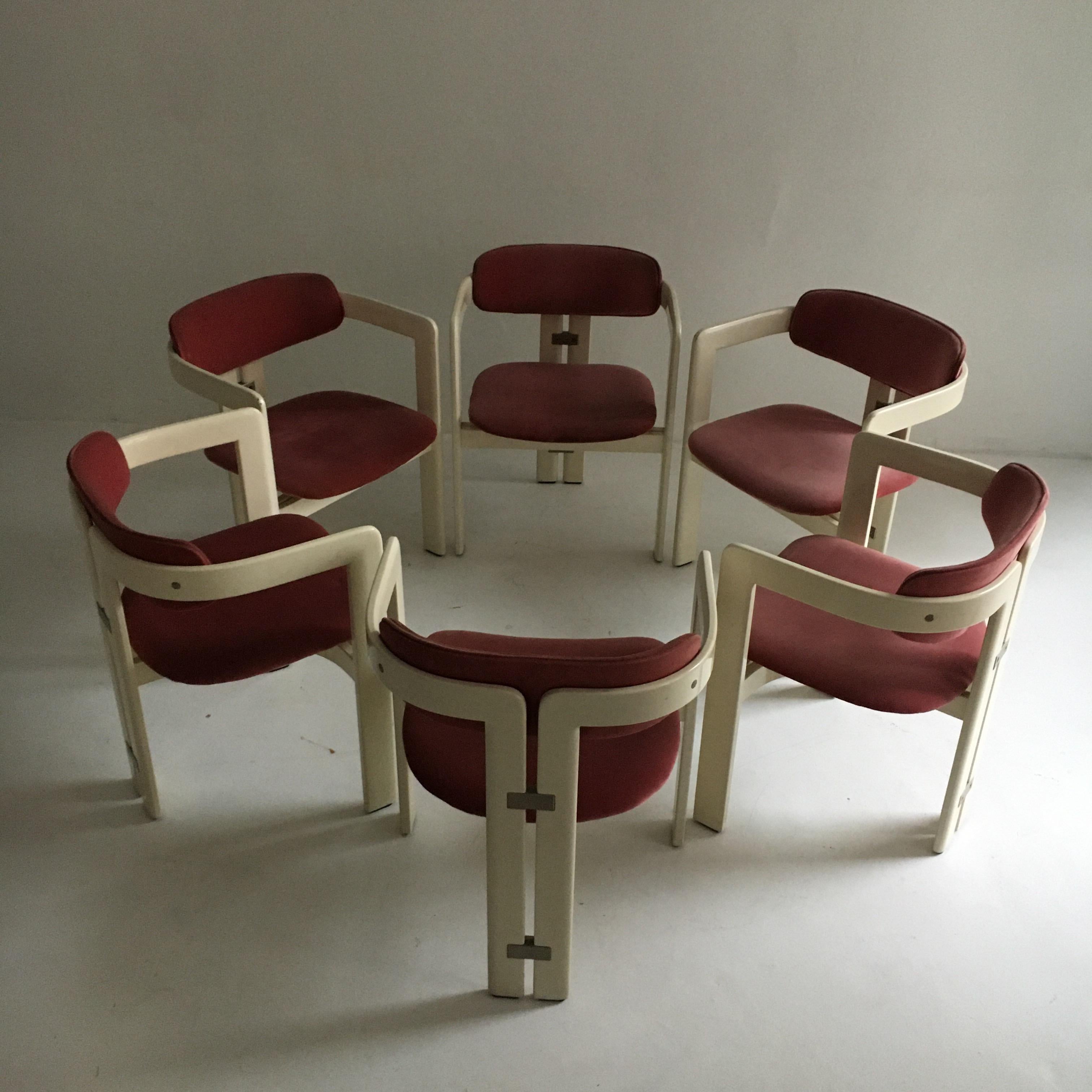 Mid-Century Modern Augusto Savini 'Pamplona' Dining Chairs in Original Fabric by Pozzi, Italy, 1965