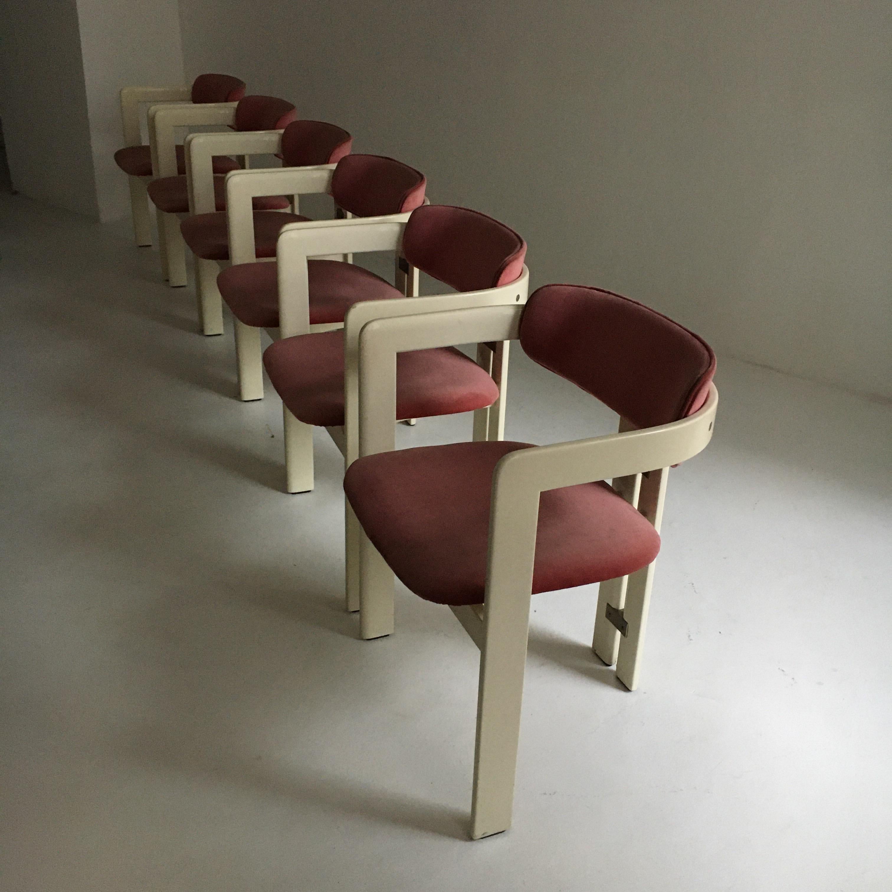 Italian Augusto Savini 'Pamplona' Dining Chairs in Original Fabric by Pozzi, Italy, 1965