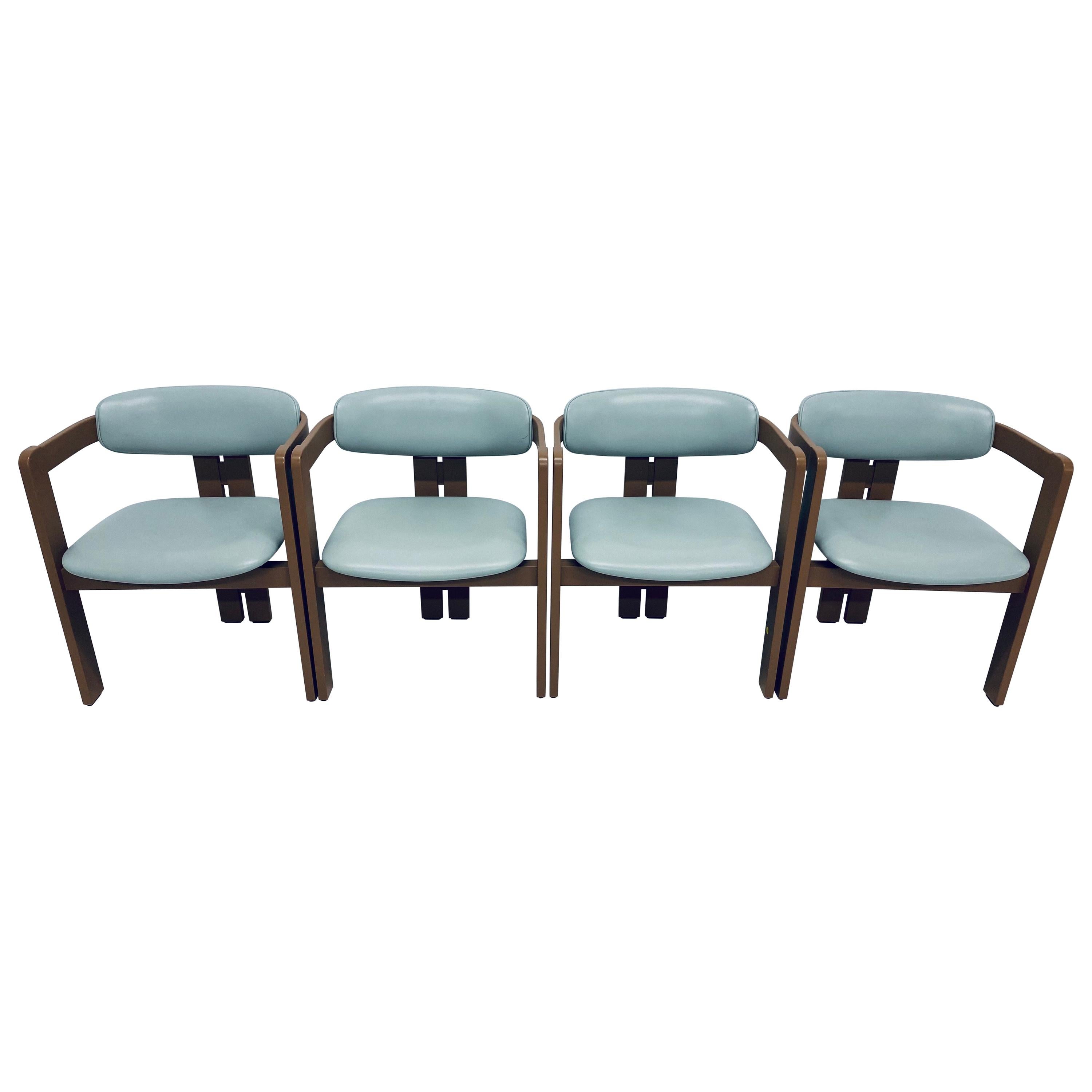 Augusto Savini Inspired Pamplona Leather Dining Chairs for Pozzi, Set of Four