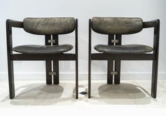 Augusto Savini & Pozzi Edition - Pair Of Pamplona Armchairs Chairs Wood Leather