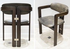 Augusto Savini & Pozzi Edition - Pair Of Pamplona Armchairs Chairs Wood Leather