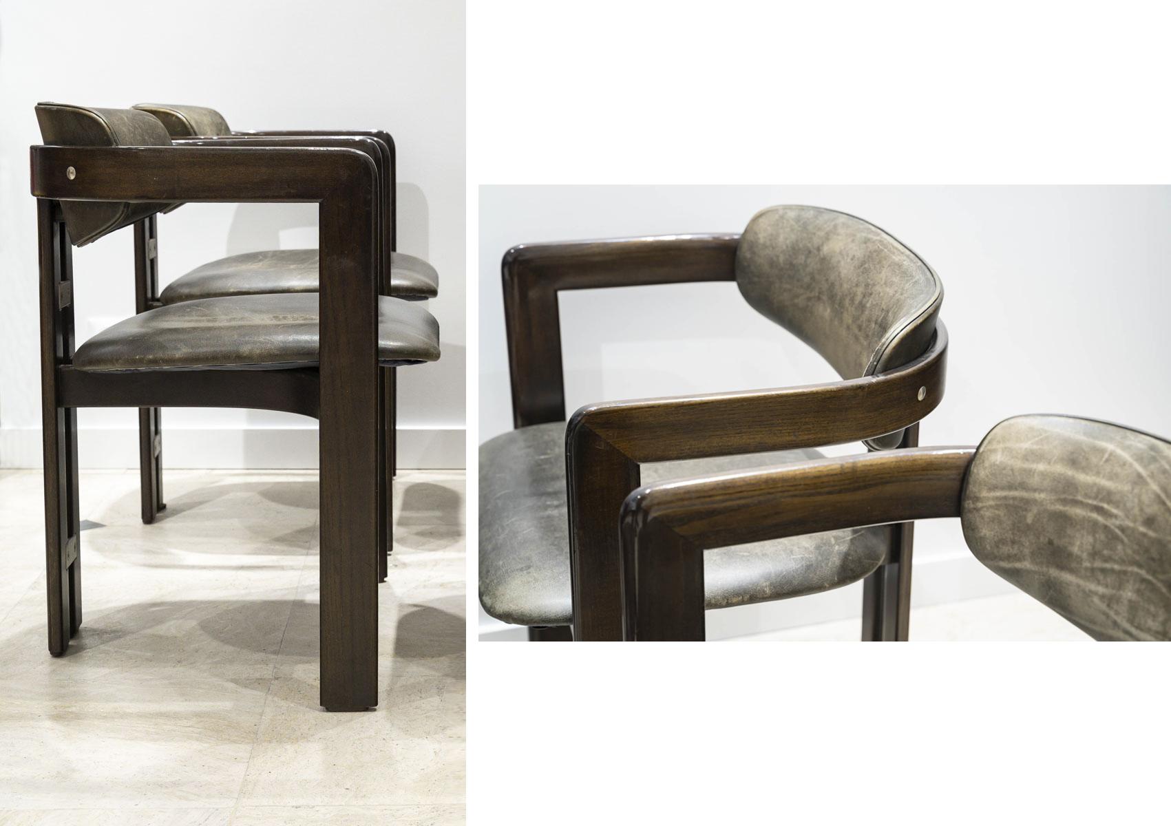 Augusto Savini & Pozzi Edition - Paire de fauteuils Pamplona en bois et cuir État moyen - En vente à Boulogne Billancourt, FR