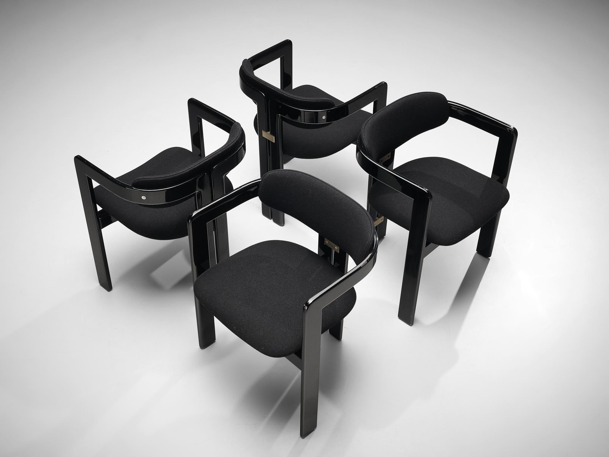 Mid-Century Modern Augusto Savini Set of Four Black 'Pamplona' Dining Chairs