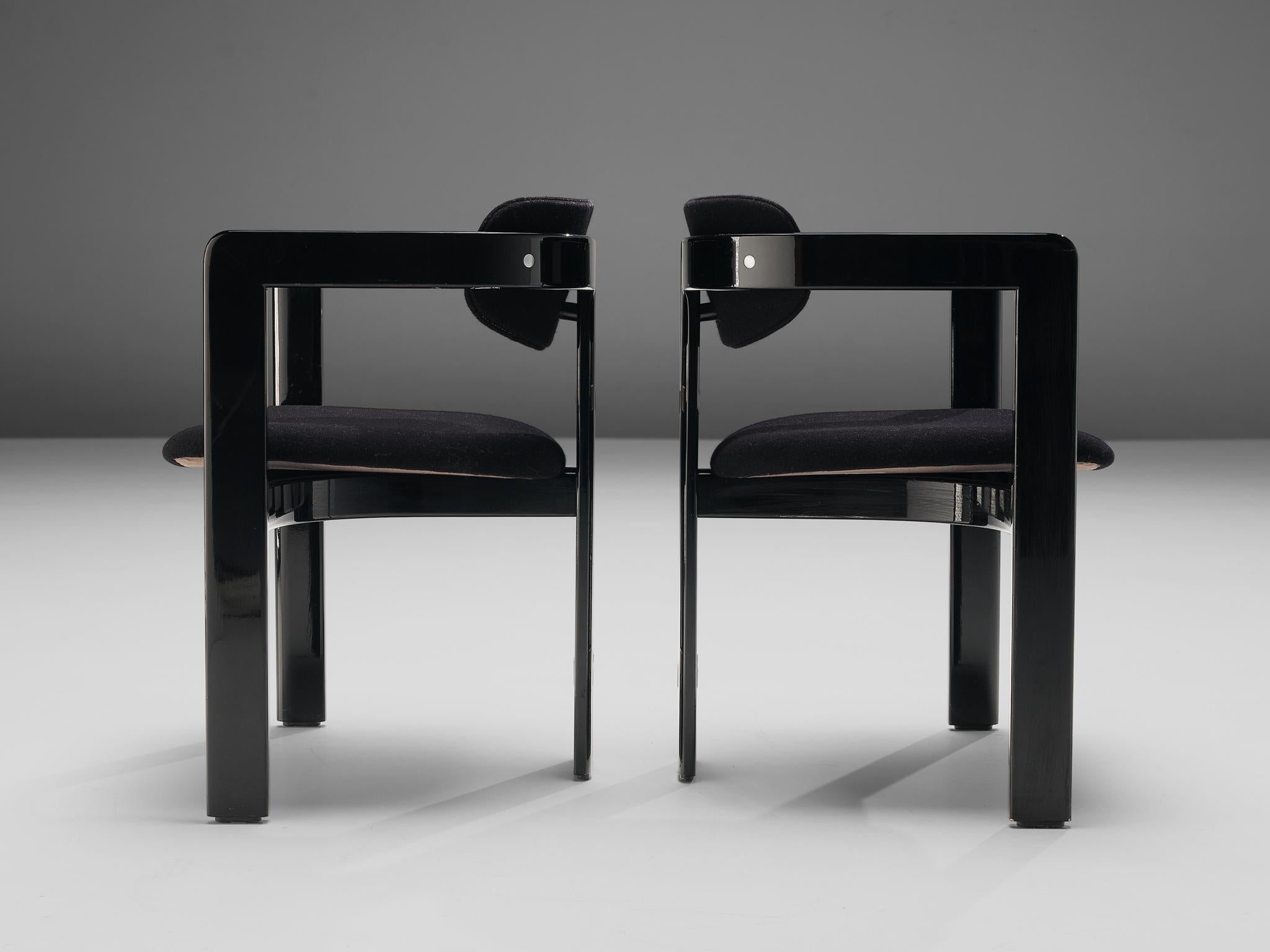 Italian Augusto Savini Set of Four Black 'Pamplona' Dining Chairs