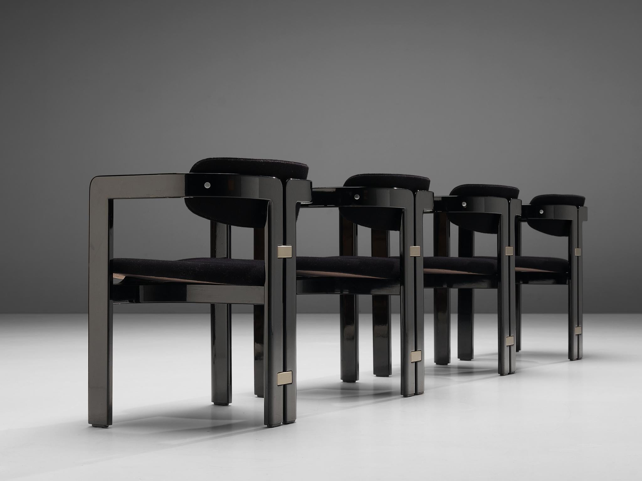 20th Century Augusto Savini Set of Four Black 'Pamplona' Dining Chairs