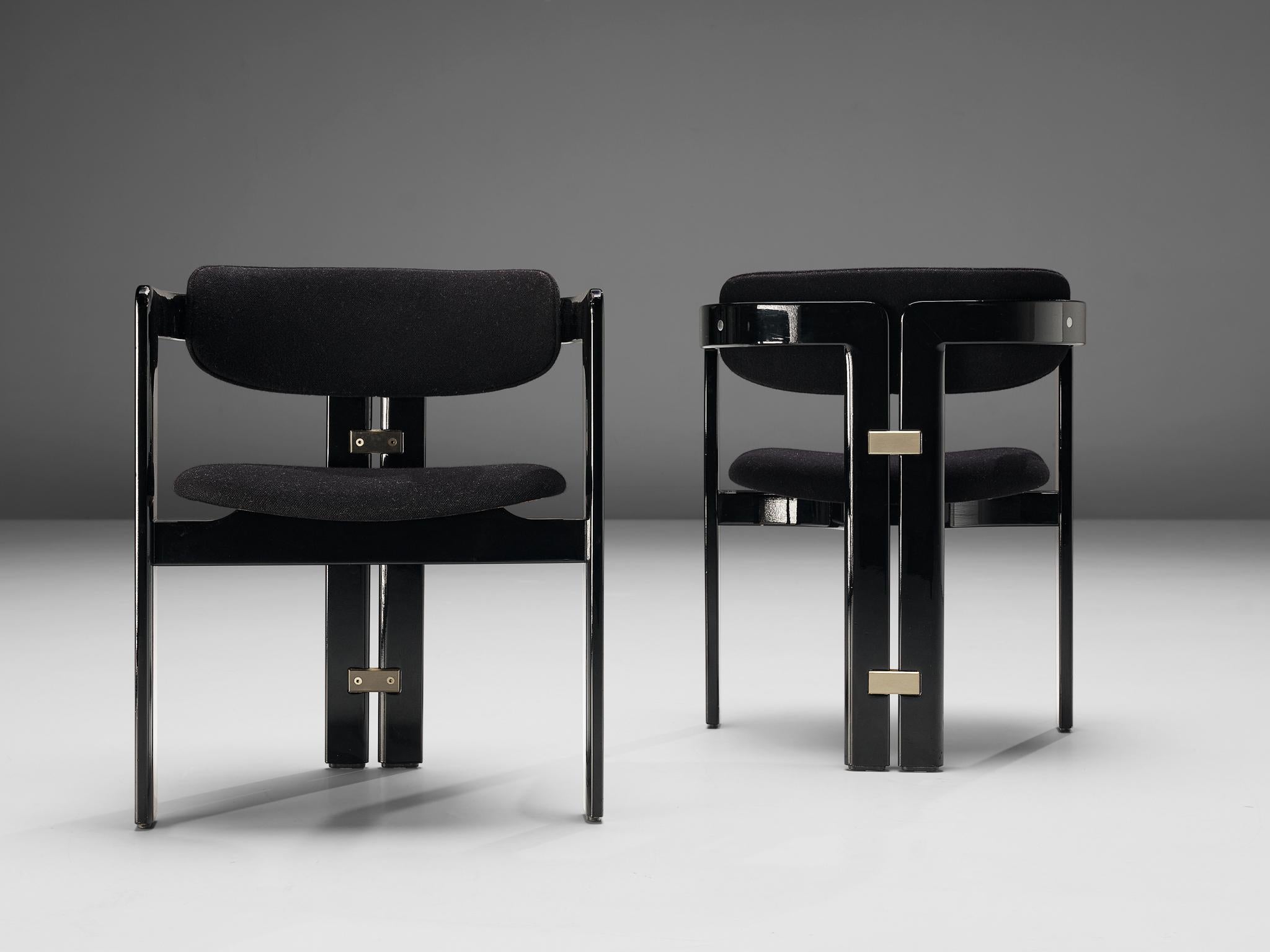 Fabric Augusto Savini Set of Four Black 'Pamplona' Dining Chairs